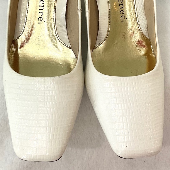 Love J. Renee White “Mary” faux leather Lizard Print  Square Toe pumps  Sz 6.5M - Picture 5 of 16